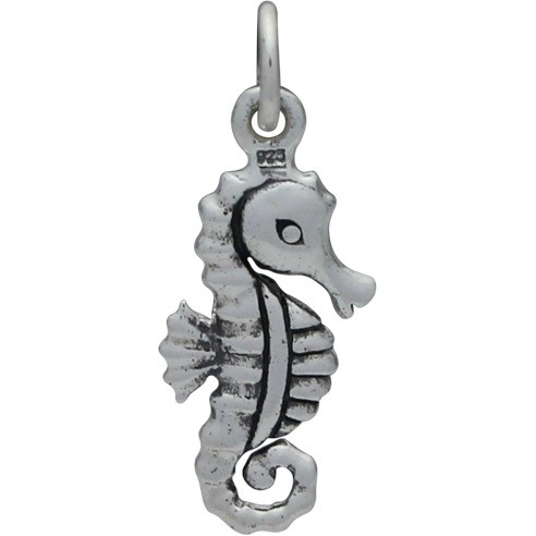 Sterling Silver 3D Seahorse Charm 22x8mm
