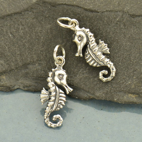 Sterling Silver 3D Seahorse Charm 22x8mm