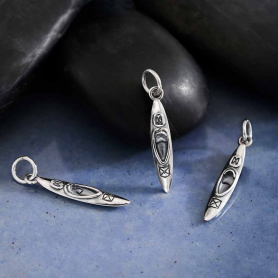 Sterling Silver Small Kayak Charm 23x4mm