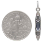 Sterling Silver Small Kayak Charm 23x4mm next to dime