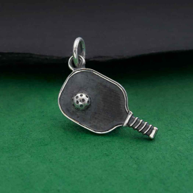 Sterling Silver Pickleball Paddle and Ball Charm 22x9mm