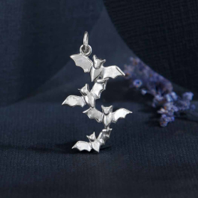 Sterling Silver Bat Cluster Charm 29x15mm
