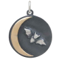 Mixed Metal Bat and Bronze Crescent Moon Charm Front View