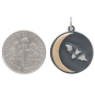 Mixed Metal Bat and Bronze Crescent Moon Charm with Dime