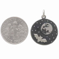 Sterling Silver Full Moon and Bat Charm with Dime