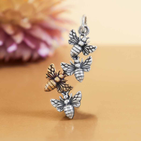 Mixed Metal Bee Cluster Charm 27x11mm