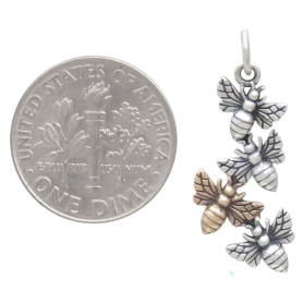 Mixed Metal Bee Cluster Charm with Dime