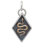 Mixed Metal Snake Shadow Box Charm Front View