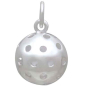 Sterling Silver 3D Pickleball Charm Front View