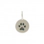 Sterling Silver Round Charm with Etched Paw Print 13x8mm