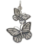 Sterling Silver Dimensional Flying Butterflies Charm Front View