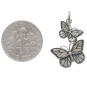 Sterling Silver Dimensional Flying Butterflies Charm with Dime