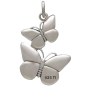 Sterling Silver Dimensional Flying Butterflies Charm Back View