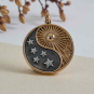 Mixed Metal Yin Yang Sun and Stars Pendant 30x24mm