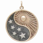 Mixed Metal Yin Yang Sun and Stars Pendant Front View