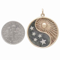 Mixed Metal Yin Yang Sun and Stars Pendant with Dime