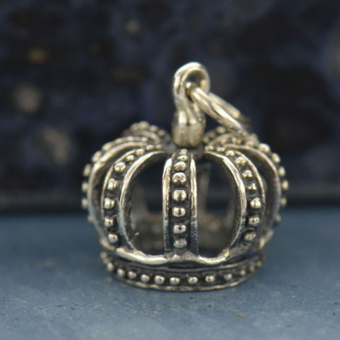 Sterling Silver 3D Crown Charm 15x11mm