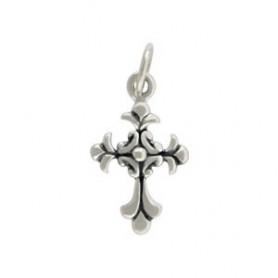 Small Sterling Silver Cross Charm - Textured 18x9mm