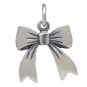 Sterling Silver Dimensional Bow Charm Front View