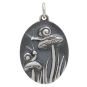 Sterling Silver Two Snails and Mushrooms Charm Front View