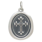 Sterling Silver Decorated Cross Wax Seal Pendant Front View