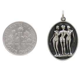 Sterling Silver Three Graces Pendant with Dime