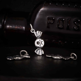 Sterling Silver Poison Candy Charm 22x8mm
