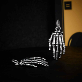 Sterling Silver Skeleton Hand Charm 22x9mm