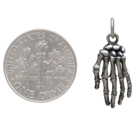 Sterling Silver Skeleton Hand Charm with Dime