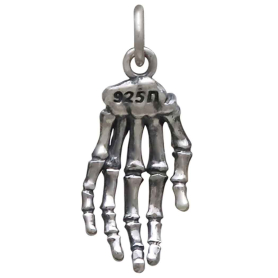 Sterling Silver Skeleton Hand Charm Back View