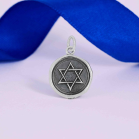 Sterling Silver Wax Seal Star of David Charm 20x13mm
