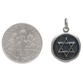 Sterling Silver Wax Seal Star of David Charm with Dime