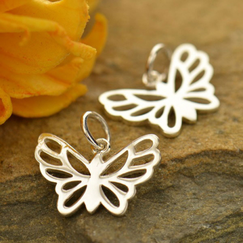 Sterling Silver Butterfly Charm 13x15mm