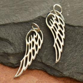 Sterling Silver Wing Charm 27x8mm