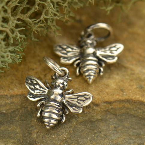 Sterling Silver Bee Charm 14x12mm