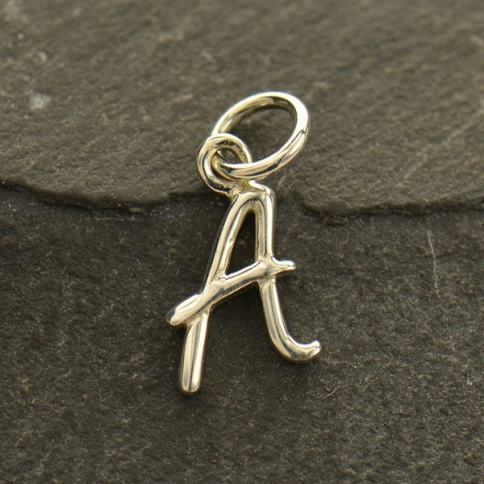 Sterling Silver Initial Charm Letter A 15x6mm