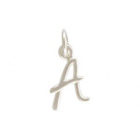 Sterling Silver Initial Charm Letter A 15x6mm