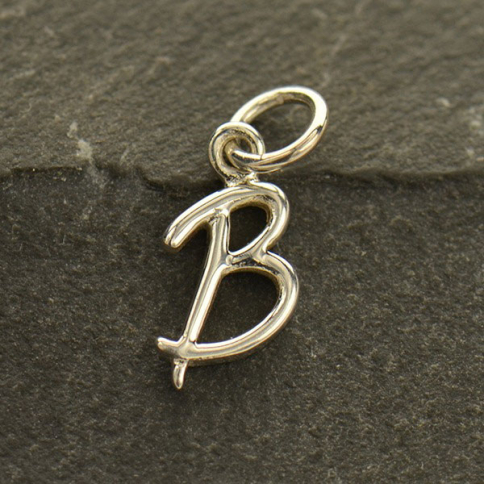 Sterling Silver Initial Charm Letter B 16x6mm