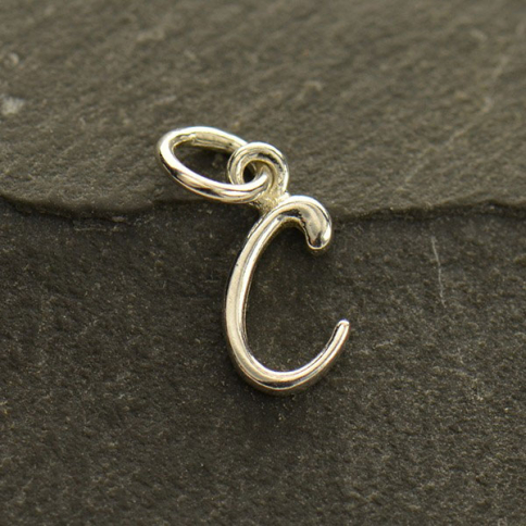 Sterling Silver Initial Charm Letter C 14x5mm