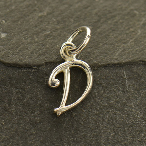 Sterling Silver Initial Charm Letter D 14x7mm
