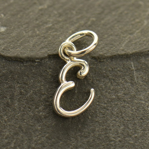 Sterling Silver Initial Charm Letter E 14x5mm