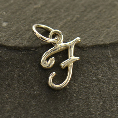 Sterling Silver Initial Charm Letter F 14x7mm