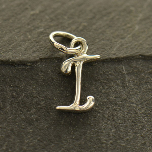 Sterling Silver Initial Charm Letter I 15x5mm