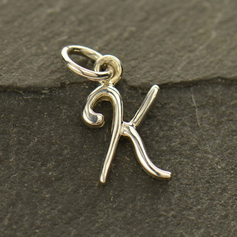 Sterling Silver Initial Charm Letter K 15x7mm