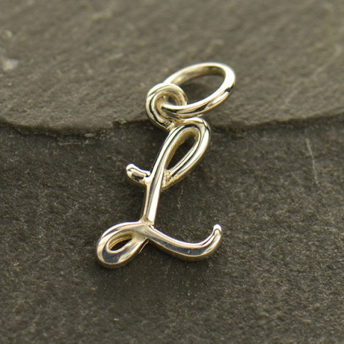 Sterling Silver Initial Charm Letter L 15x7mm