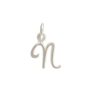 Sterling Silver Initial Charm Letter N 14x9mm
