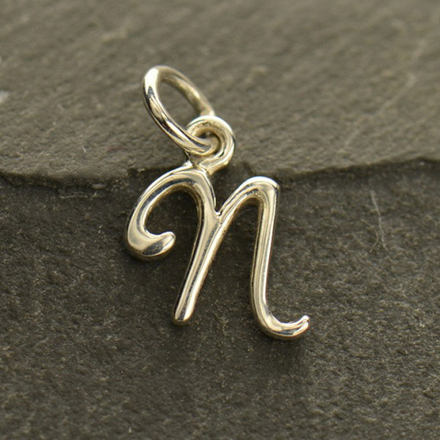 Sterling Silver Initial Charm Letter N 14x9mm