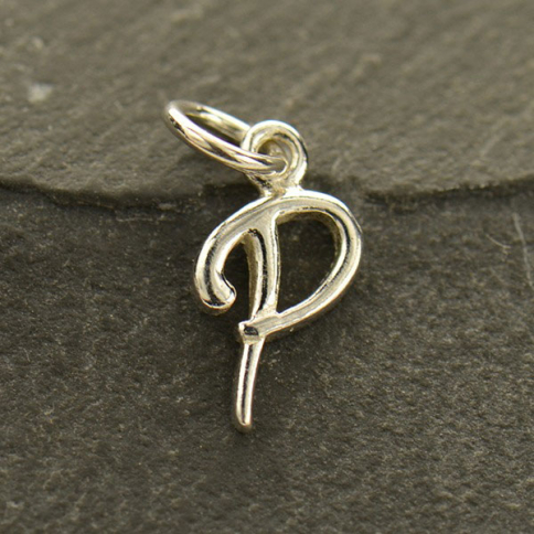 Sterling Silver Initial Charm Letter P 15x7mm