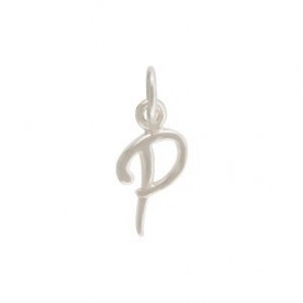 Sterling Silver Initial Charm Letter P 15x7mm
