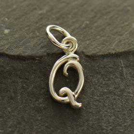 Sterling Silver Initial Charm Letter Q 15x6mm